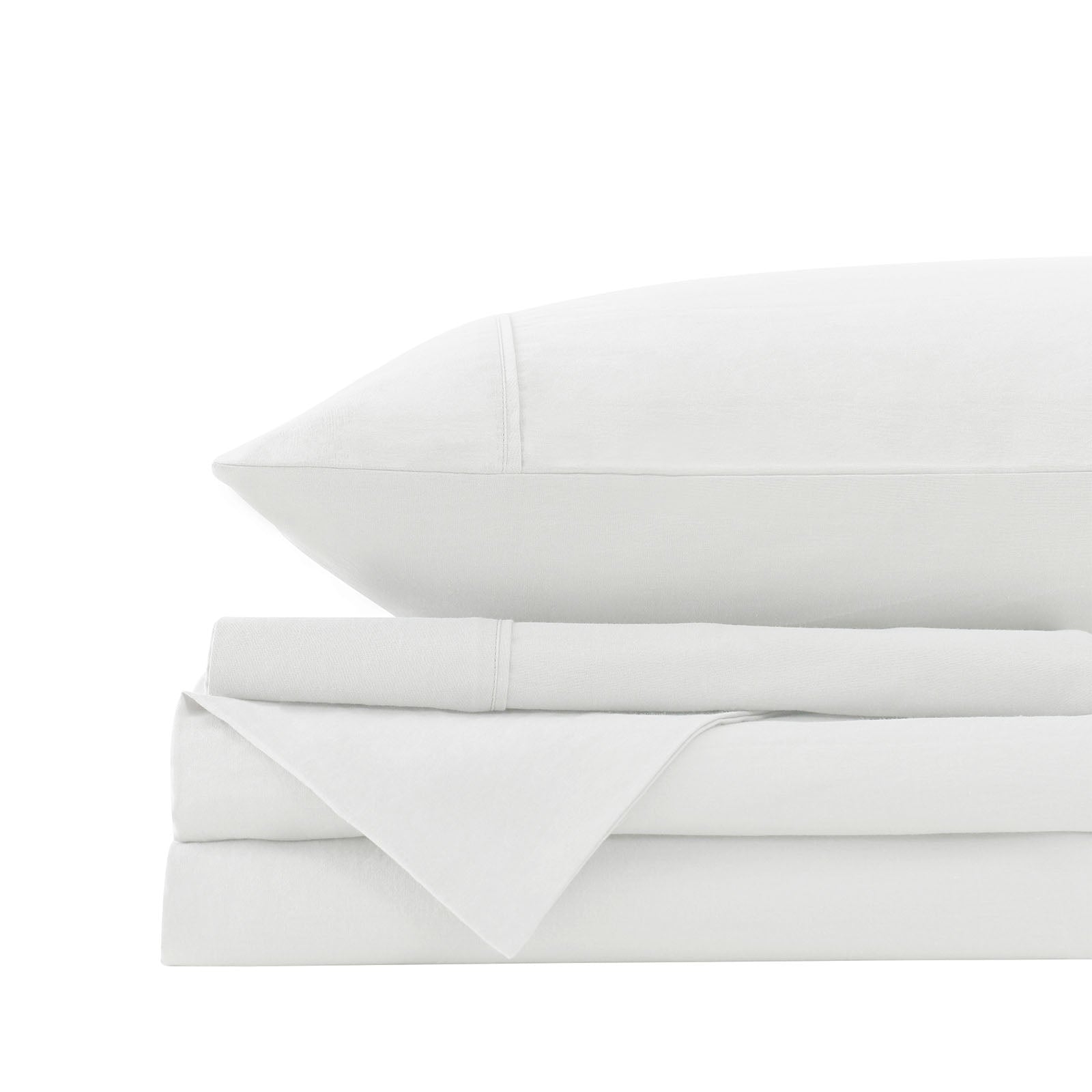 Royal Comfort Vintage Washed 100 % Cotton Sheet Set Single - White-1951134886622531587