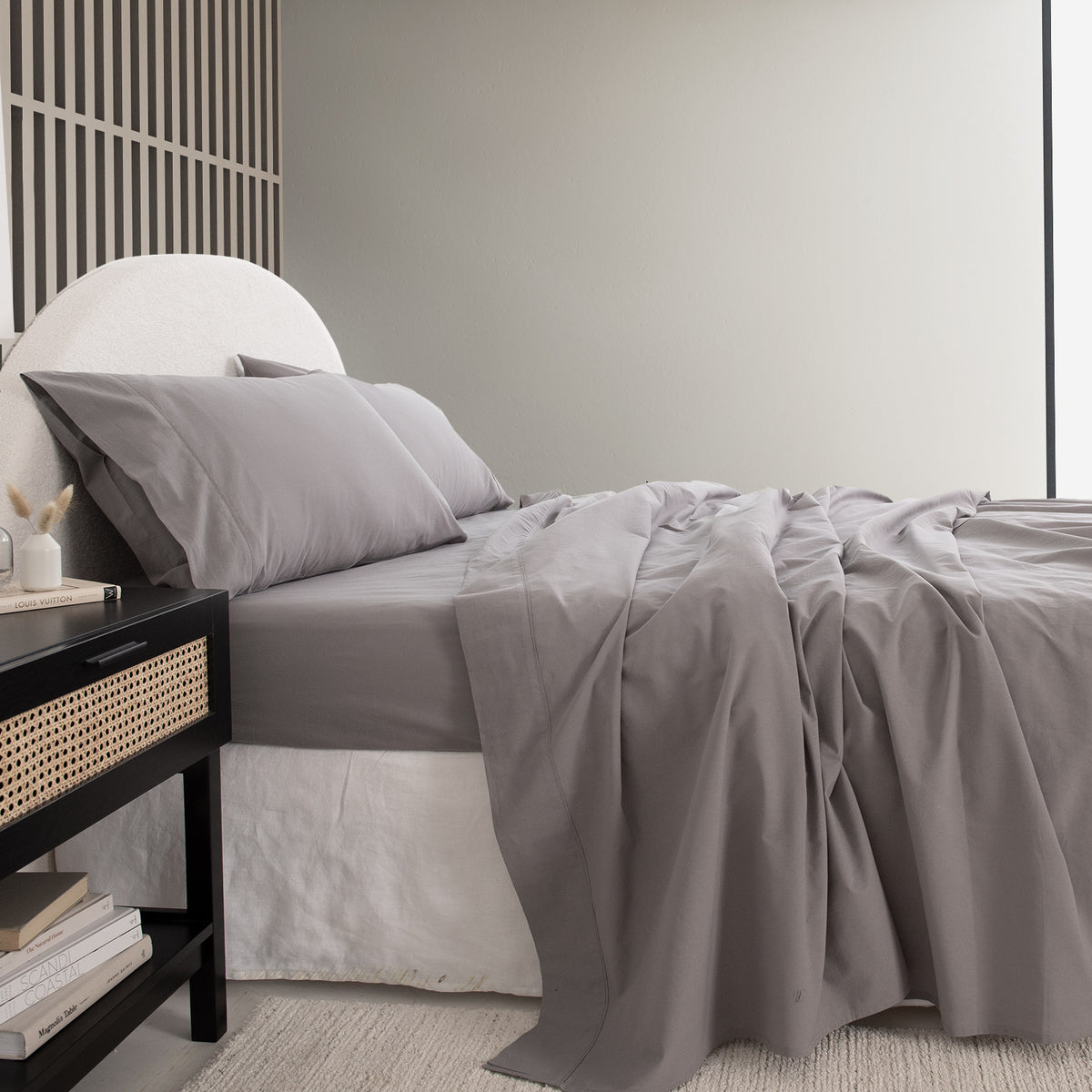 Royal Comfort Vintage Washed 100 % Cotton Sheet Set Double - Grey-1951134888207978498