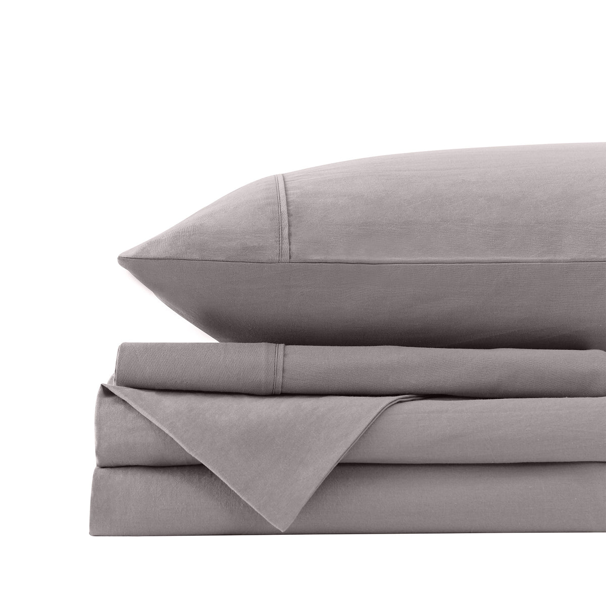 Royal Comfort Vintage Washed 100 % Cotton Sheet Set Double - Grey-1951134888207978501