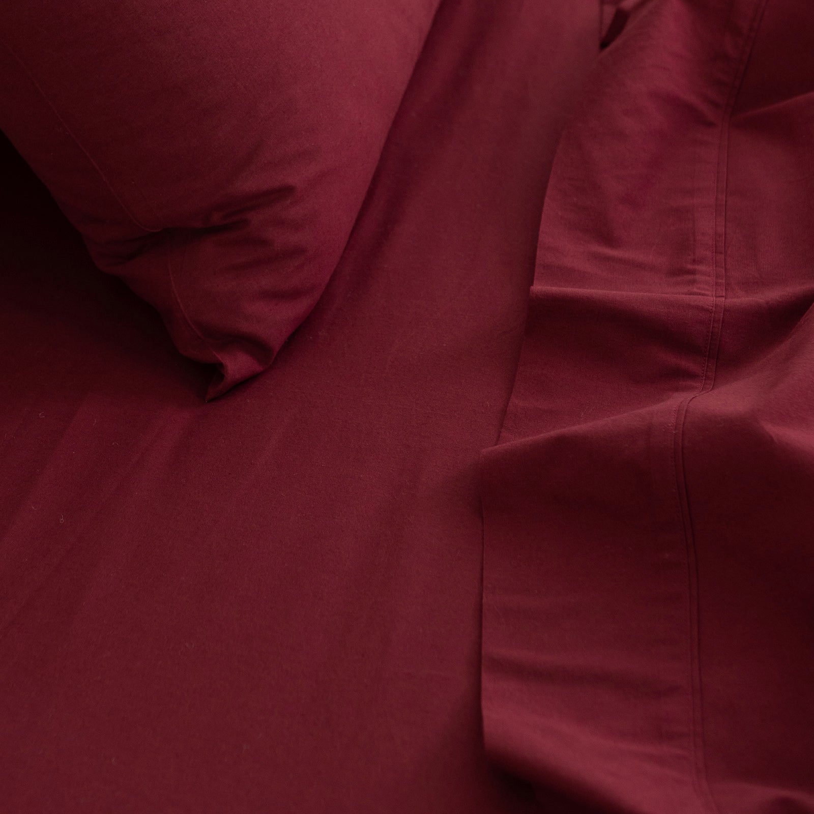 Royal Comfort Vintage Washed 100 % Cotton Sheet Set Double - Mulled Wine-1951134888400916484