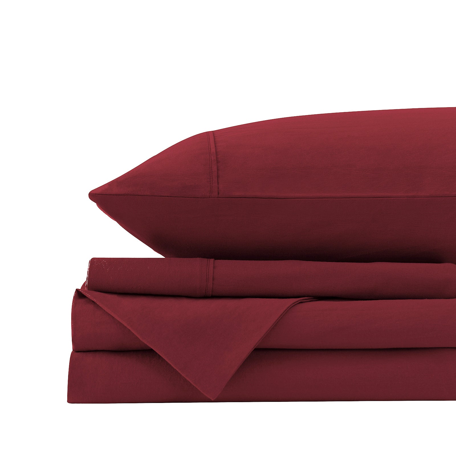 Royal Comfort Vintage Washed 100 % Cotton Sheet Set Double - Mulled Wine-1951134888400916485