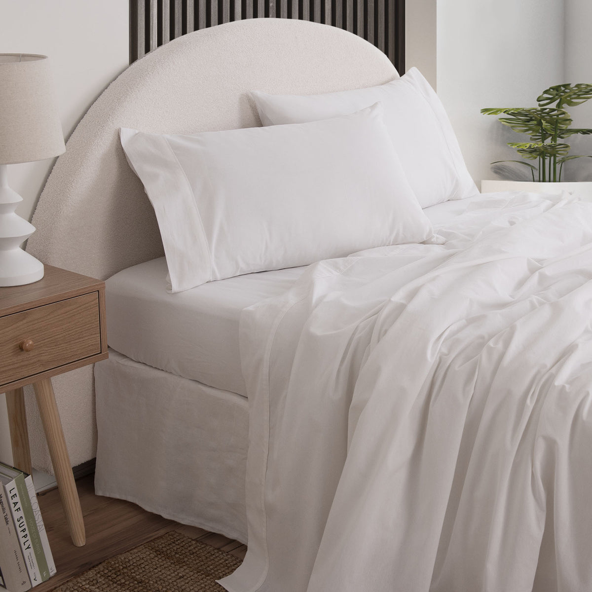 Royal Comfort Vintage Washed 100% Cotton Sheet Set King - White-1951134889655013376