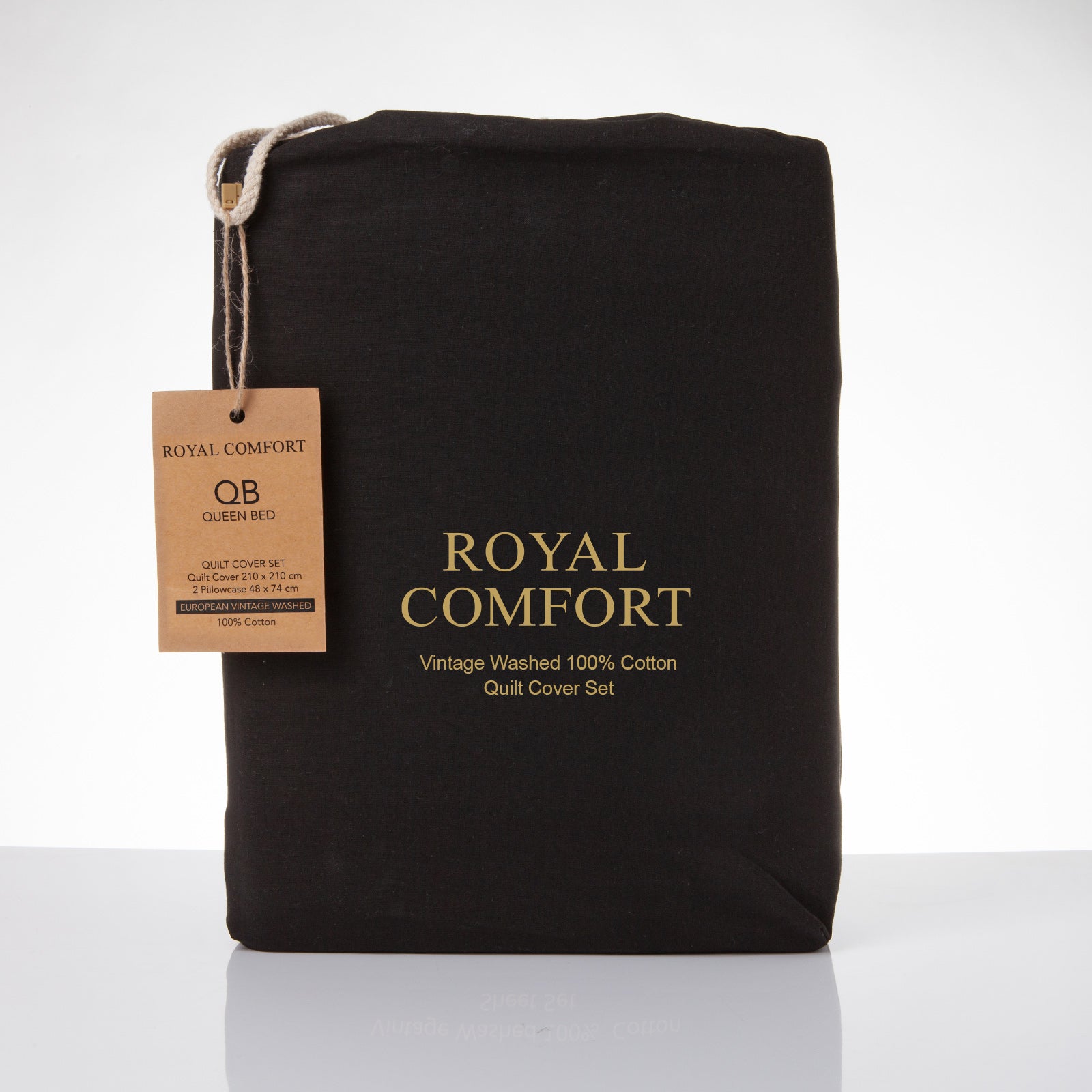 Royal Comfort Vintage Washed 100 % Cotton Quilt Cover Set Queen - Charcoal-1951134833111601154