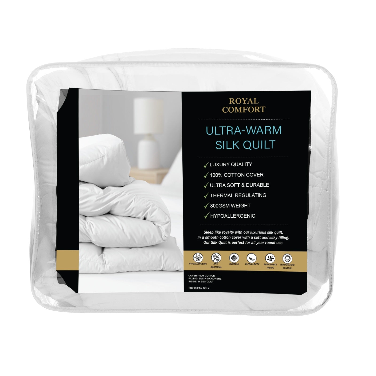 Royal Comfort 800GSM Silk Quilt - Single-1951134843563806726
