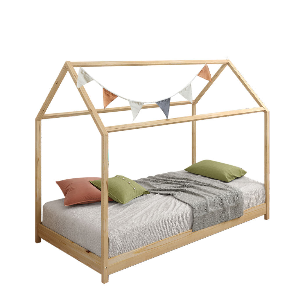 Levede Bed Frame Single Wooden Timber Nature Natural-1919892911663747072