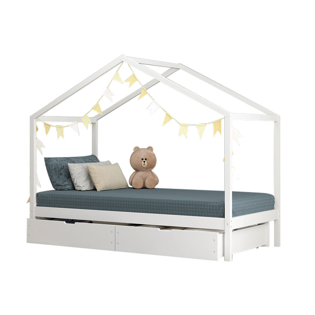 Levede Bed Frame Wooden Single Timber White-1919892912007680000