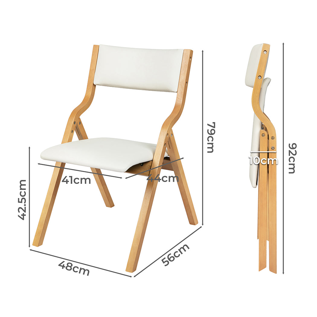 Levede 4x Dining Chairs Foldable PU Beige-1973193562262736898