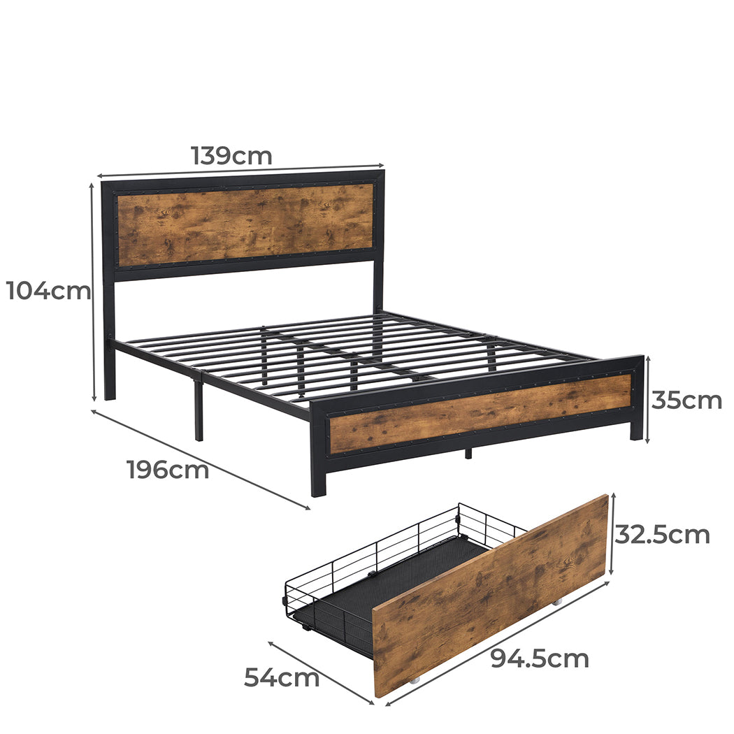 Levede Metal Bed Frame Double Mattress-1954802935095496705