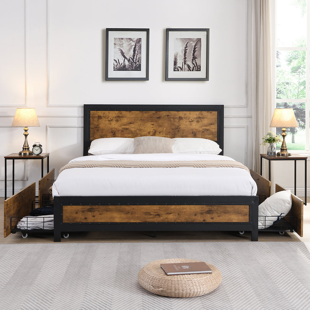 Levede Metal Bed Frame Double Mattress-1954802935095496711