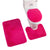 Anyhouz Bath Mat 3pc Rose Red Bathroom Silk Tie-Dye Toilet Soft Non Slip Rug Shower Carpets Toilet Lid Cover Floor Mats for Hallway