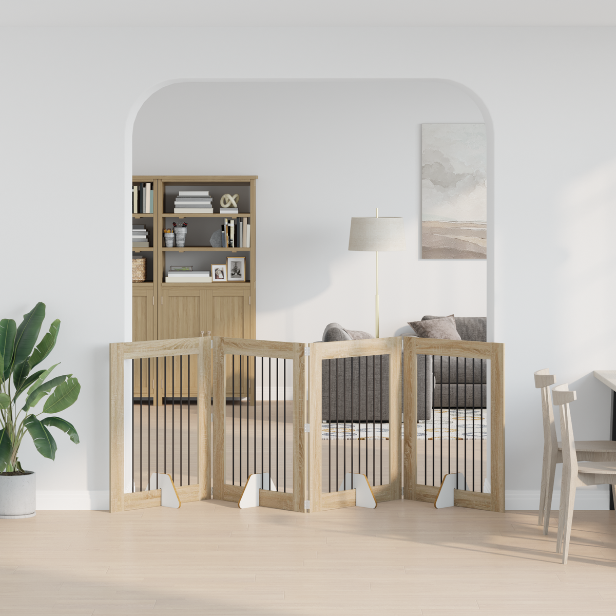 Foldable Dog Gate with Stands 4 pcs Sonoma Oak 321 cm
