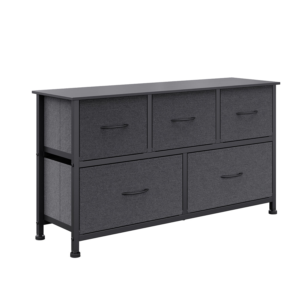 Levede Chest of 5 Drawers Storage Cabinet Dark Grey-1954802982419828736