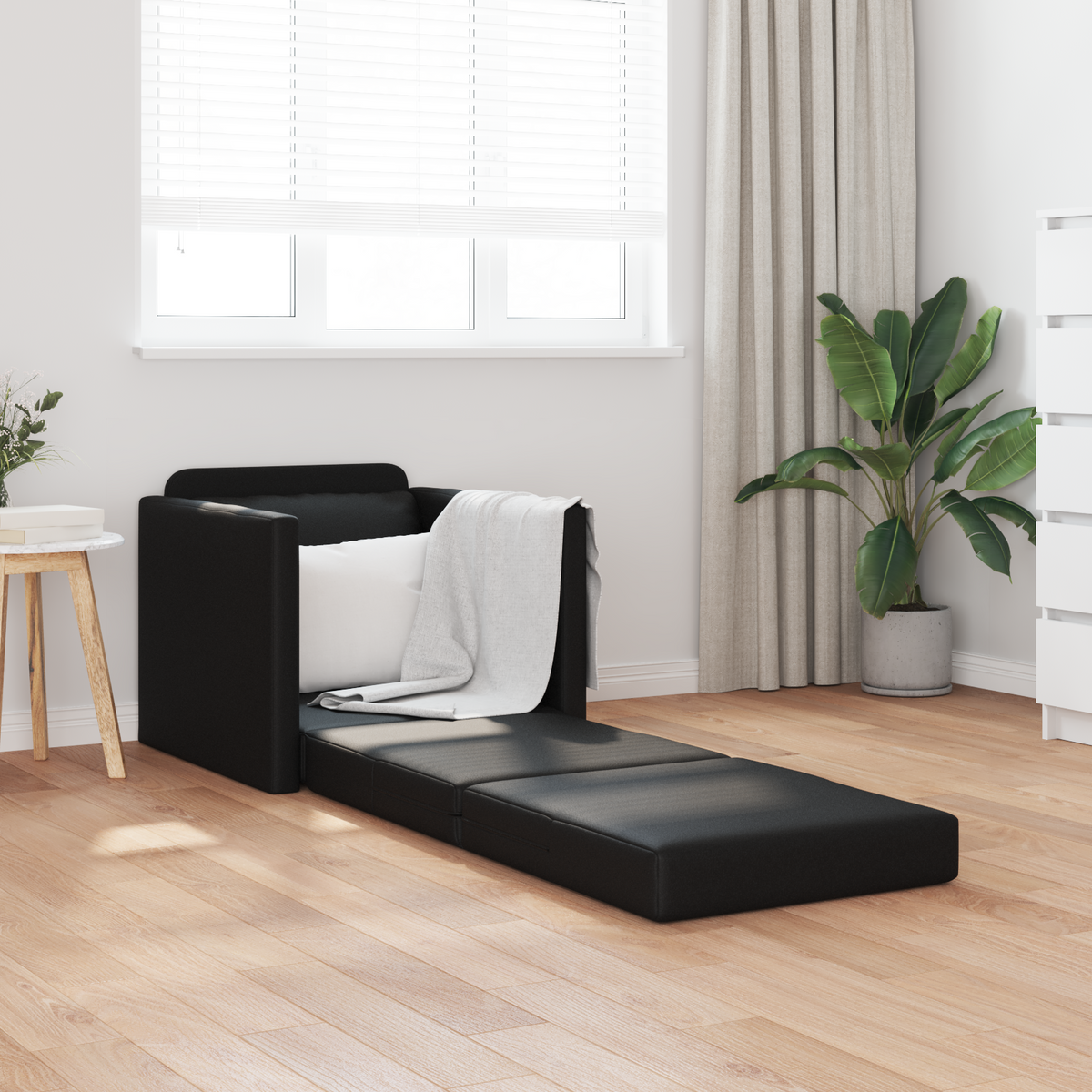 Sofa Bed 60cm Black Artificial Leather