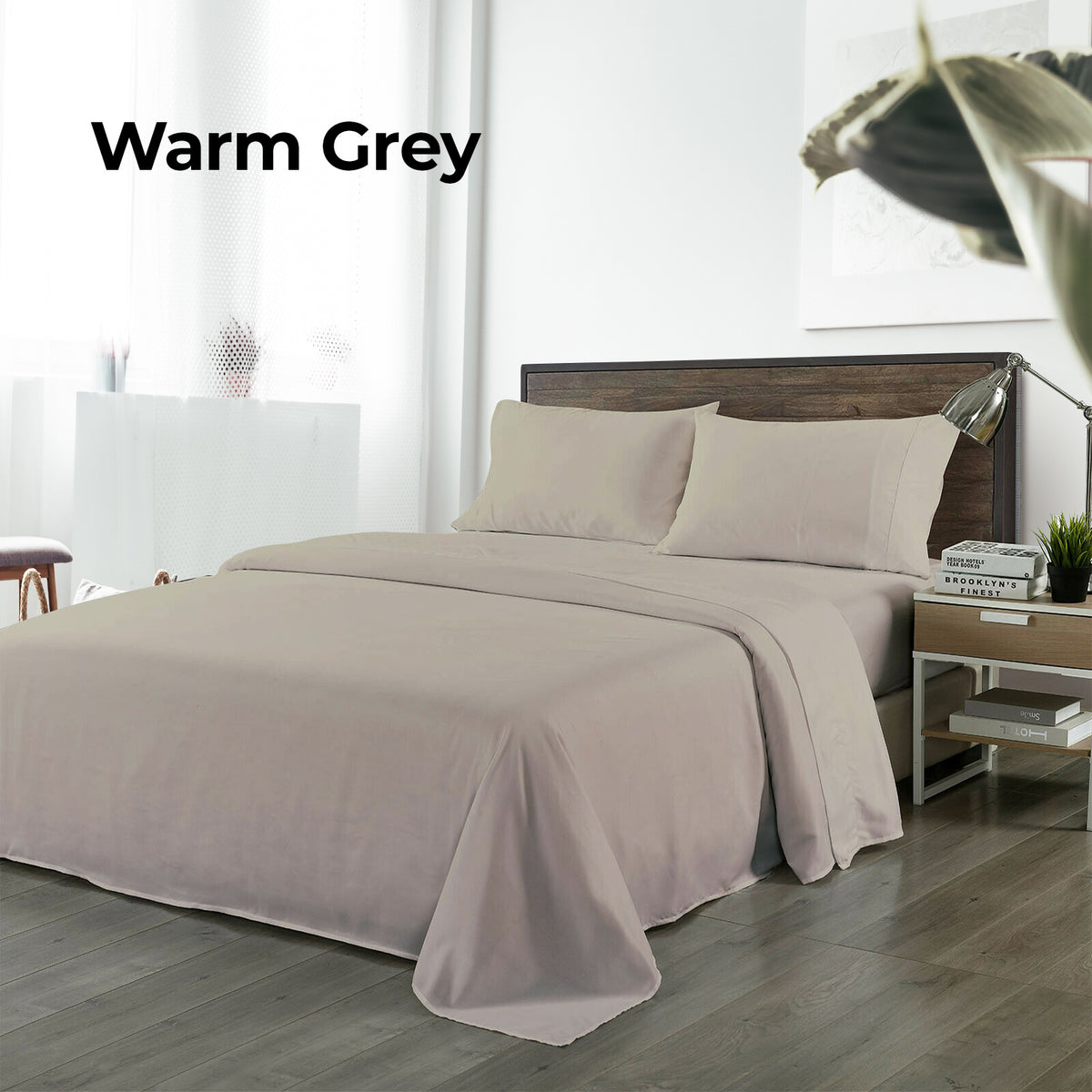 Royal Comfort Blended Bamboo Sheet Set Warm Grey - Double-1951134848215289860