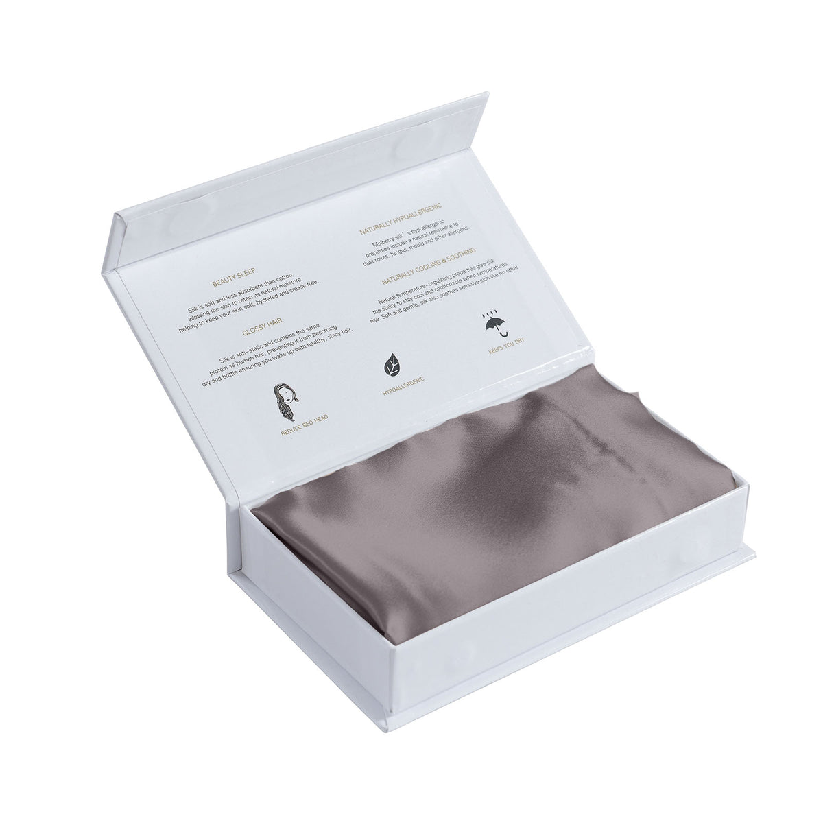 MULBERRY SILK PILLOW CASE TWIN PACK - SIZE: 51X76CM - CHARCOAL-1951134812672757765