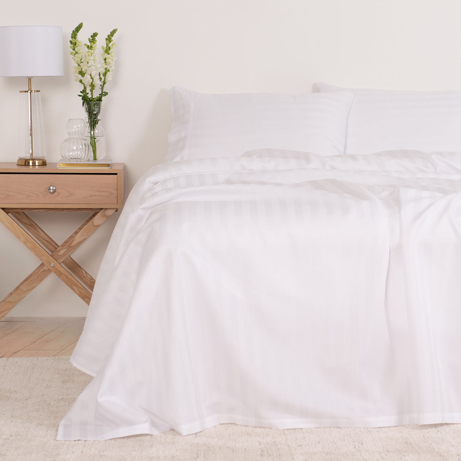 KENSINGTON 1200TC COTTON SHEET SET IN STRIPE-DOUBLE - WHITE-1951134849624576001