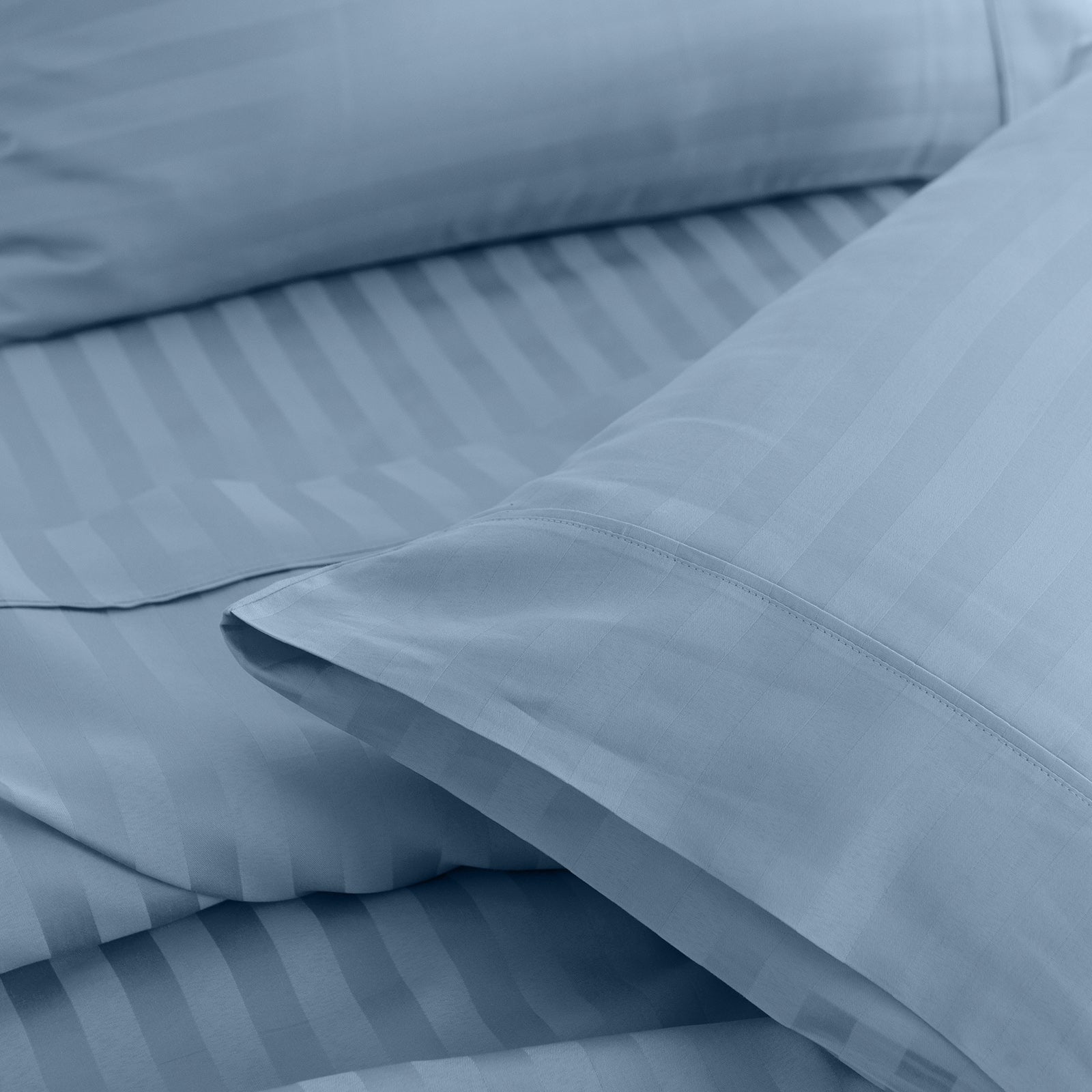 KENSINGTON 1200TC COTTON SHEET SET IN STRIPE-KING - CHAMBRAY (BLUE)-1951134851730116611