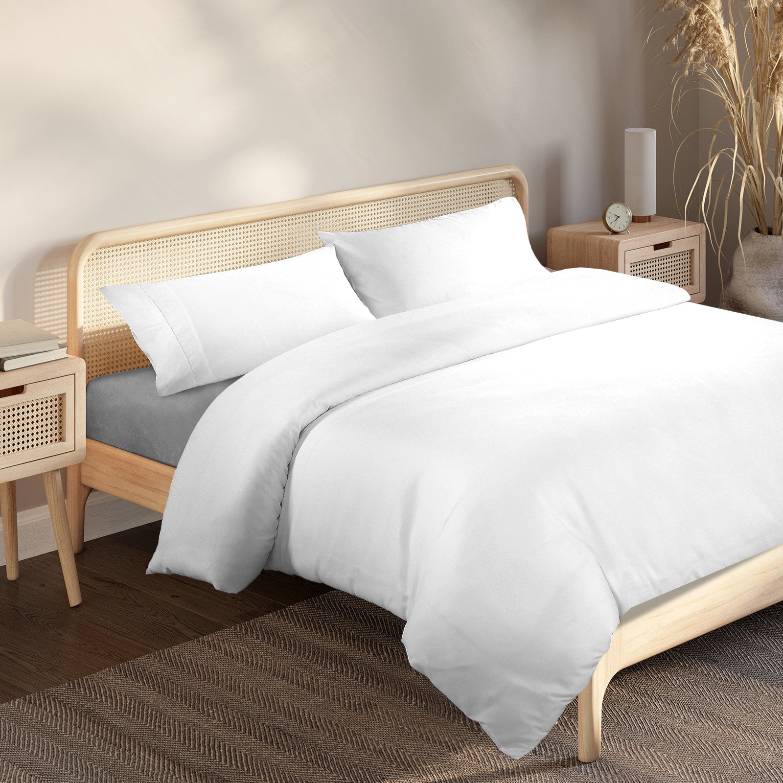 Royal Comfort Blended Bamboo Quilt Cover Sets -White-Double-1951134818729332736
