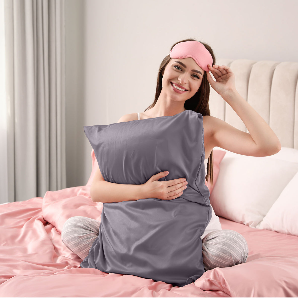 Pure Silk Pillow Case by Royal Comfort-Charcoal-1951134813780054018