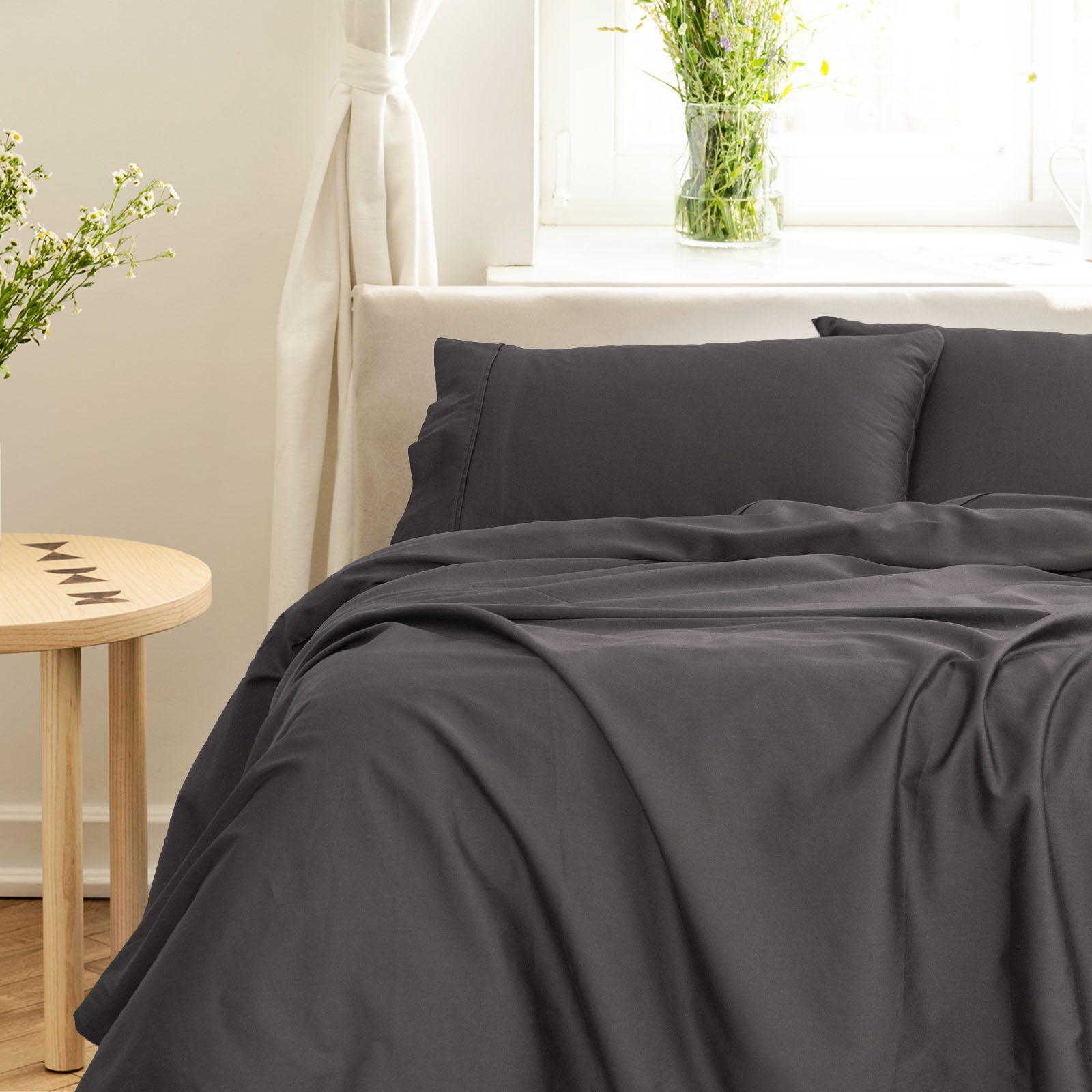 Royal Comfort - Balmain 1000TC Bamboo cotton Sheet Sets (Queen) - Pewter-1951134852841607168