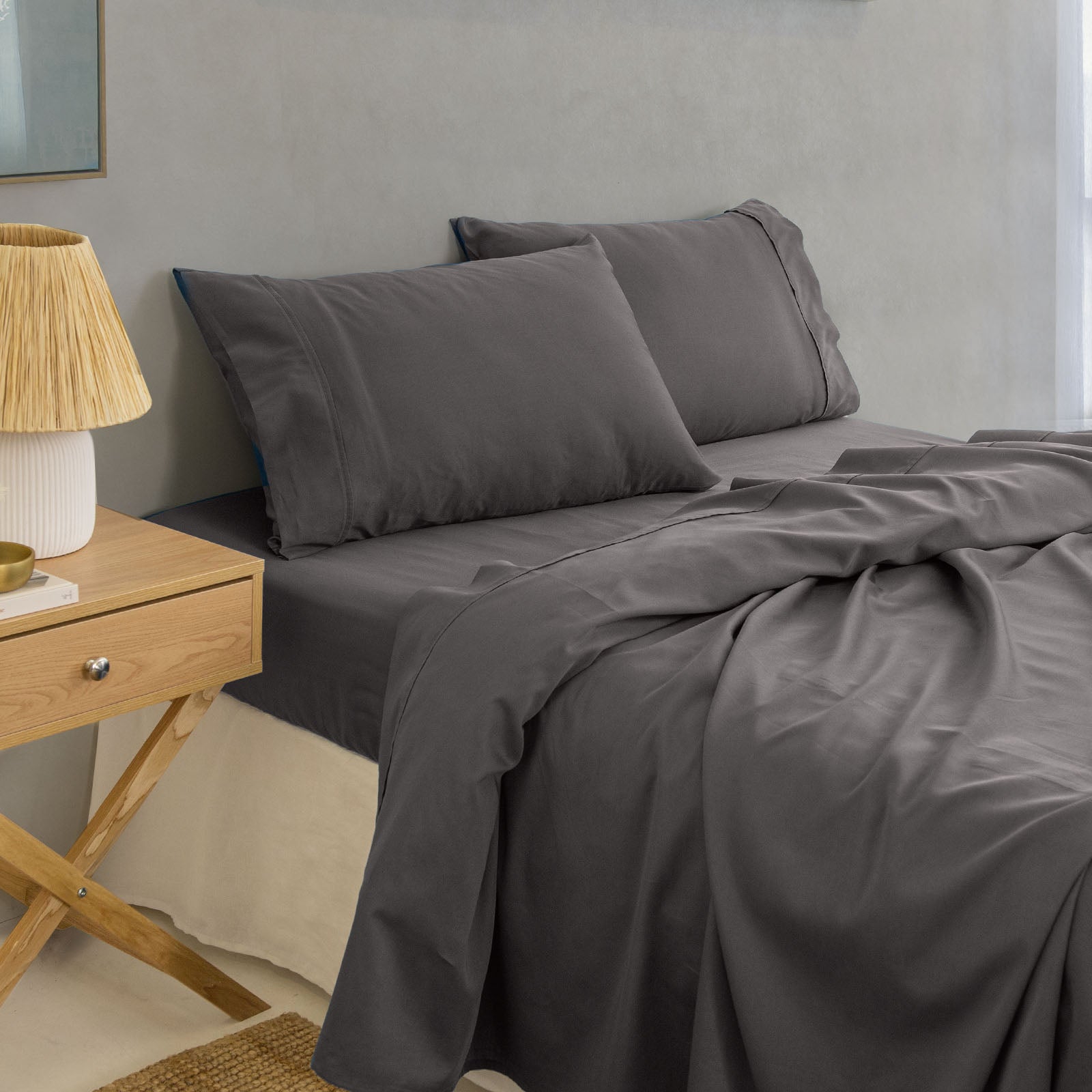 Royal Comfort - Balmain 1000TC Bamboo cotton Sheet Sets (Queen) - Pewter-1951134852841607169
