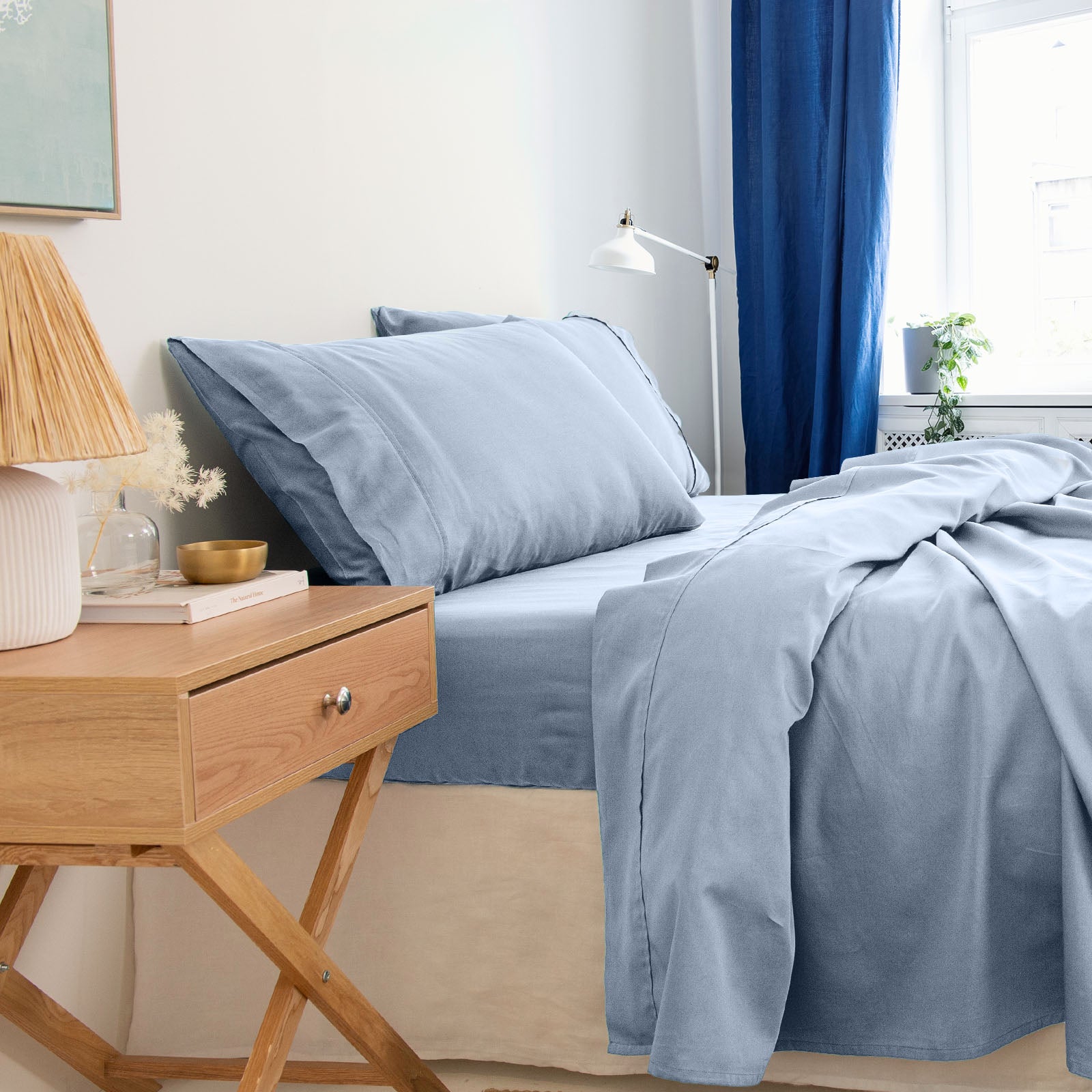 Royal Comfort  - Balmain 1000TC Bamboo Cotton Sheet Set - Queen - Blue Fog-1951134853193928706