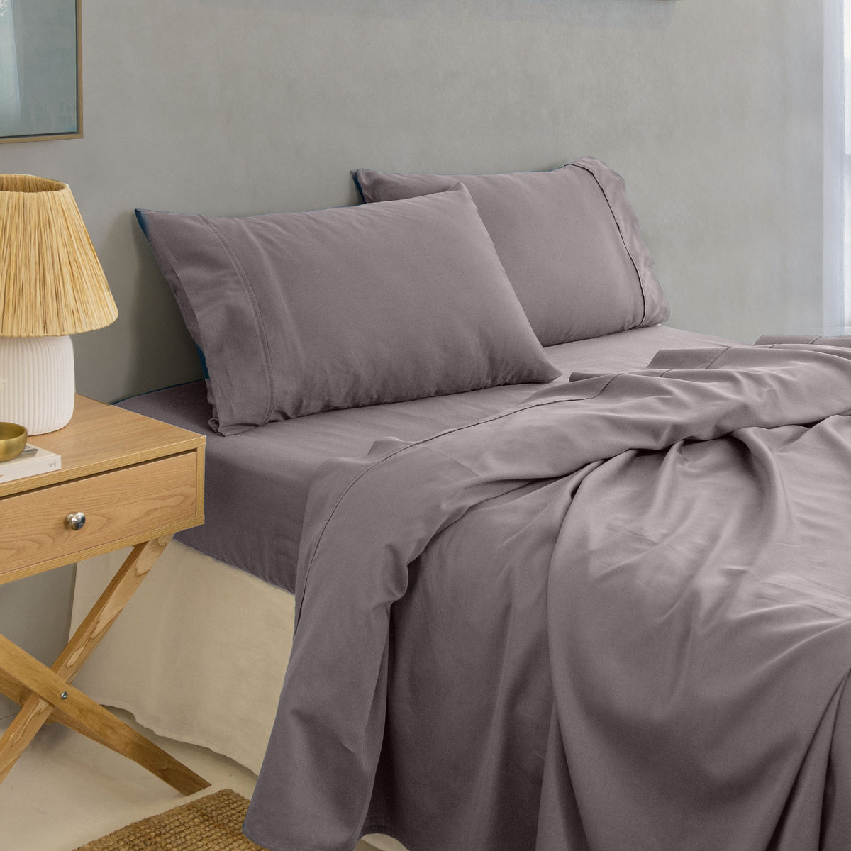Royal Comfort - Balmain 1000TC Bamboo cotton Sheet Sets (Double) - Dove-1951134854515134465