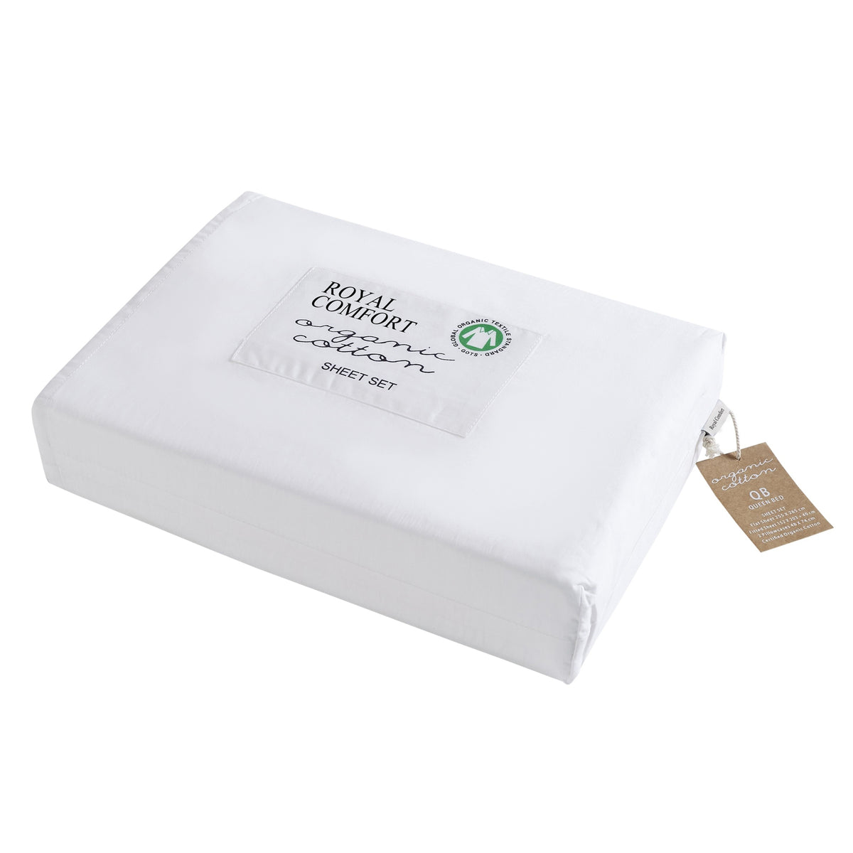 Royal Comfort - 250TC 100% Organic Cotton 4 Piece Sheet Set - Double - White-1951134854729043969