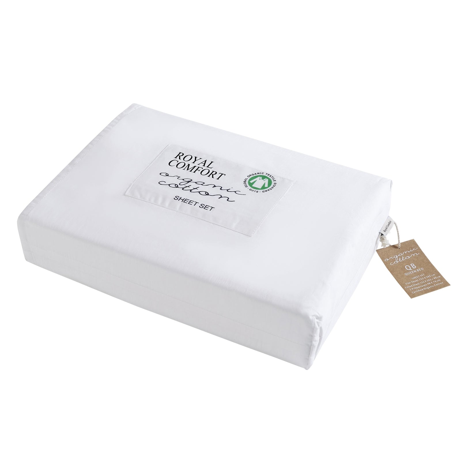 Royal Comfort - 250TC 100% Organic Cotton 4 Piece Sheet Set - Double - White-1951134854729043969