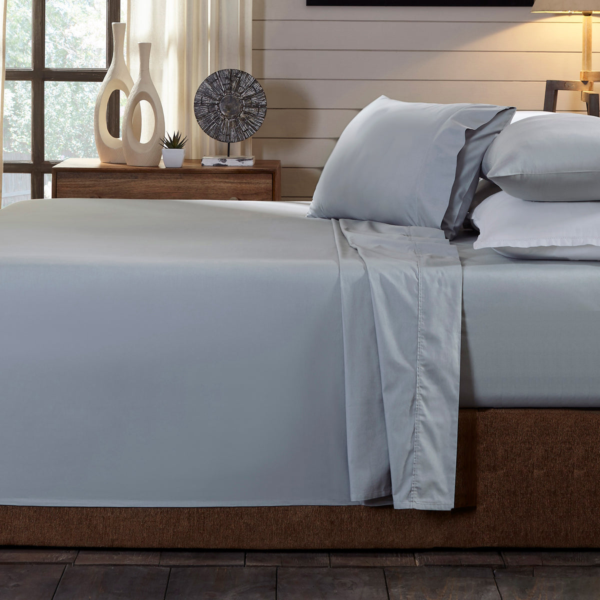 Royal Comfort - 250TC 100% Organic Cotton 4 Piece Sheet Set - Queen - Graphite-1951134855790202880