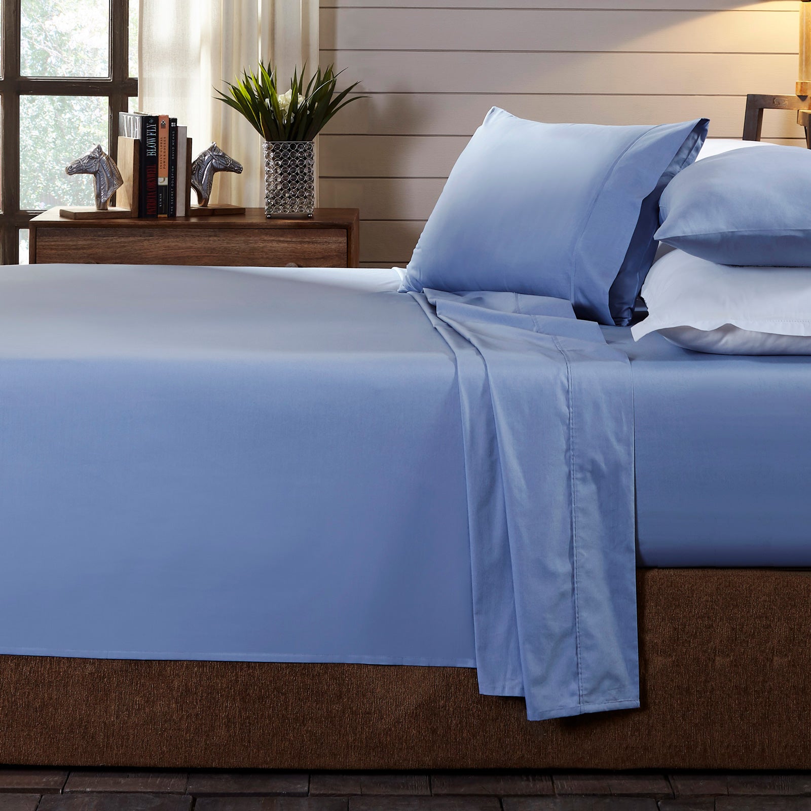 Royal Comfort - 250TC 100% Organic Cotton 4 Piece Sheet Set - King - Indigo-1951134856343851008