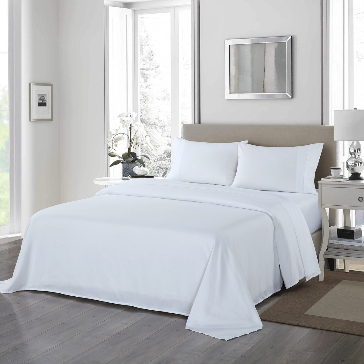 Royal Comfort 1200TC Ultrasoft 4 Piece Sheet Set - King - White-1951134858373894144
