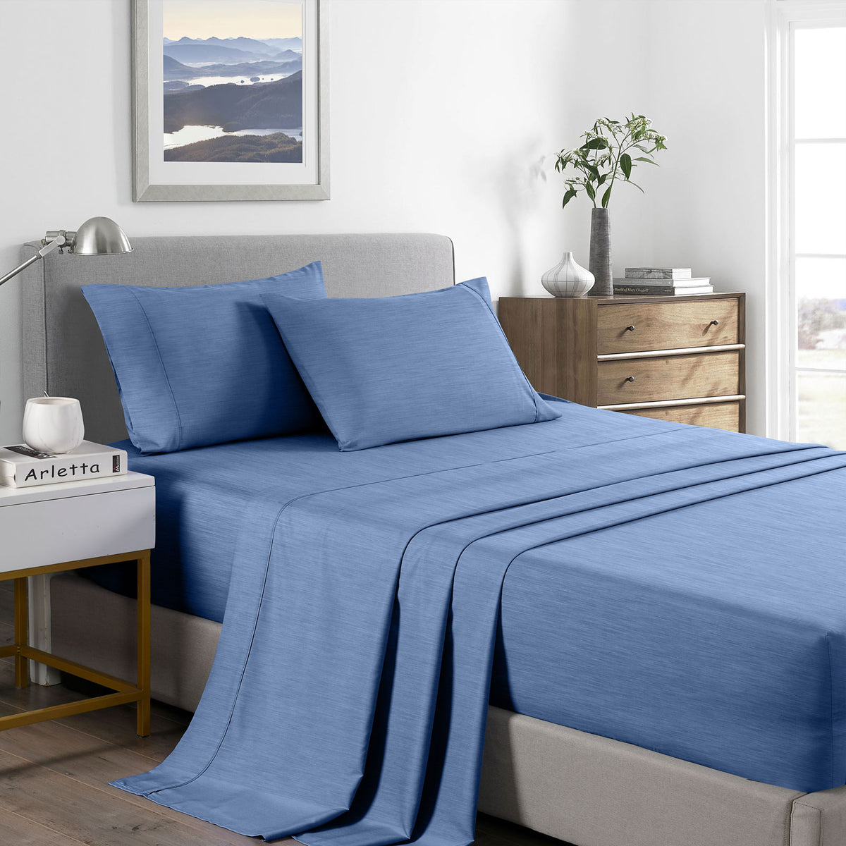 Royal Comfort Bamboo Cooling 2000TC Sheet Set - Double-Denim-1951134859426664448