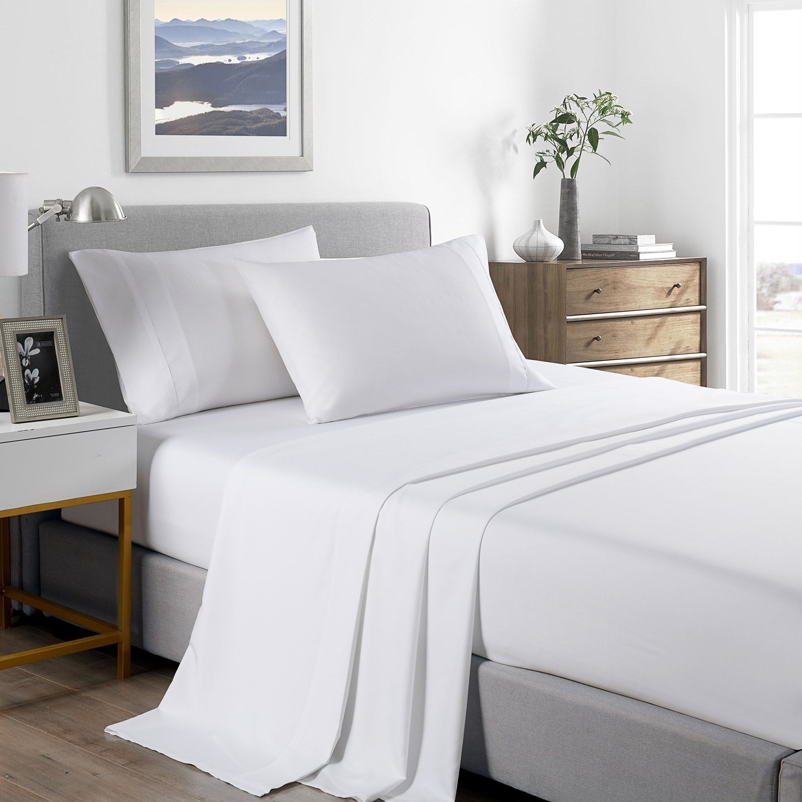 Royal Comfort Bamboo Cooling 2000TC Sheet Set - Single-White-1951134863302201344