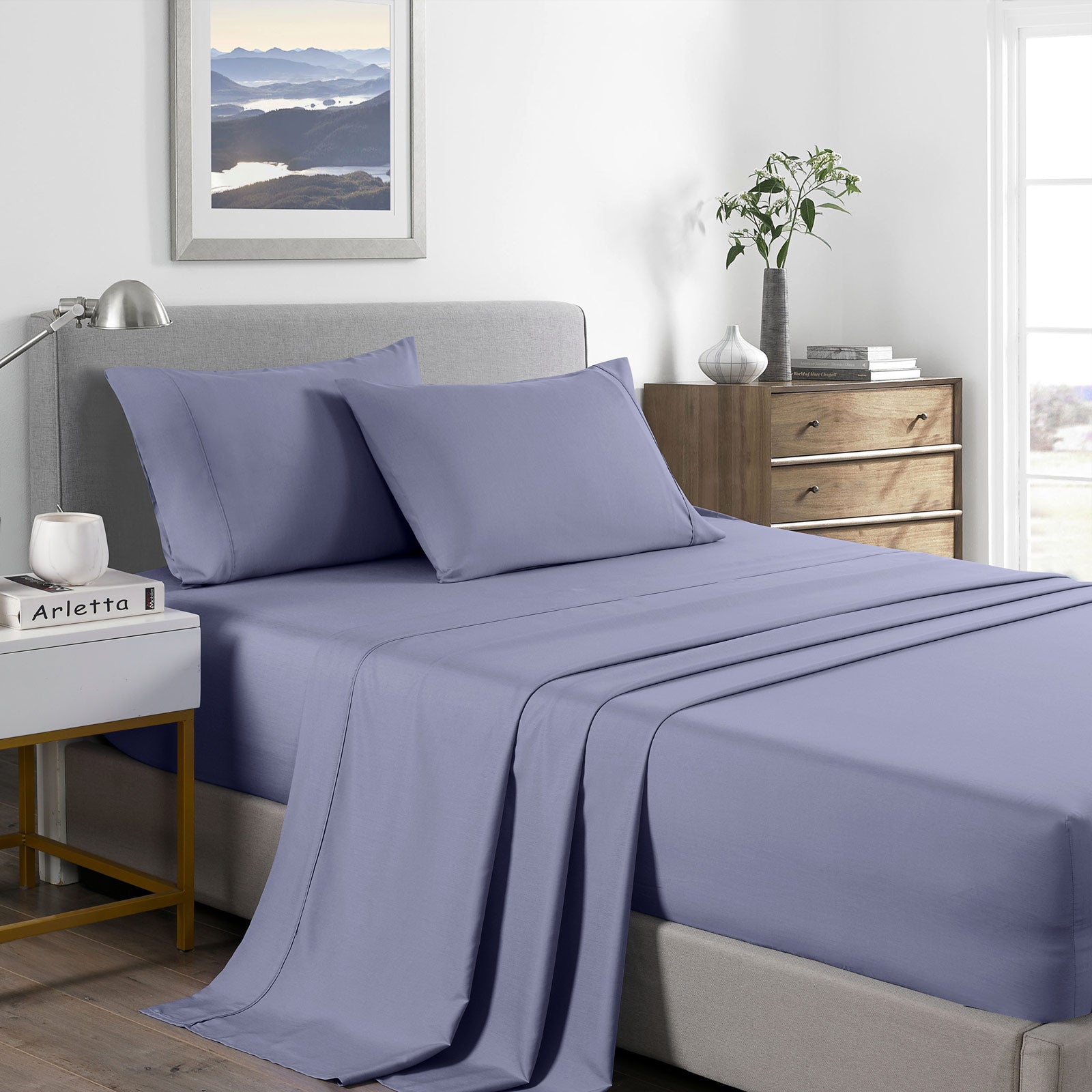 Royal Comfort Bamboo Cooling 2000TC Sheet Set - King Single-Lilac Grey-1951134865651011584