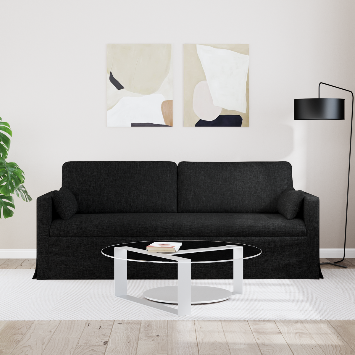 Sofa Black 198 x 78 x 80 cm Fabric