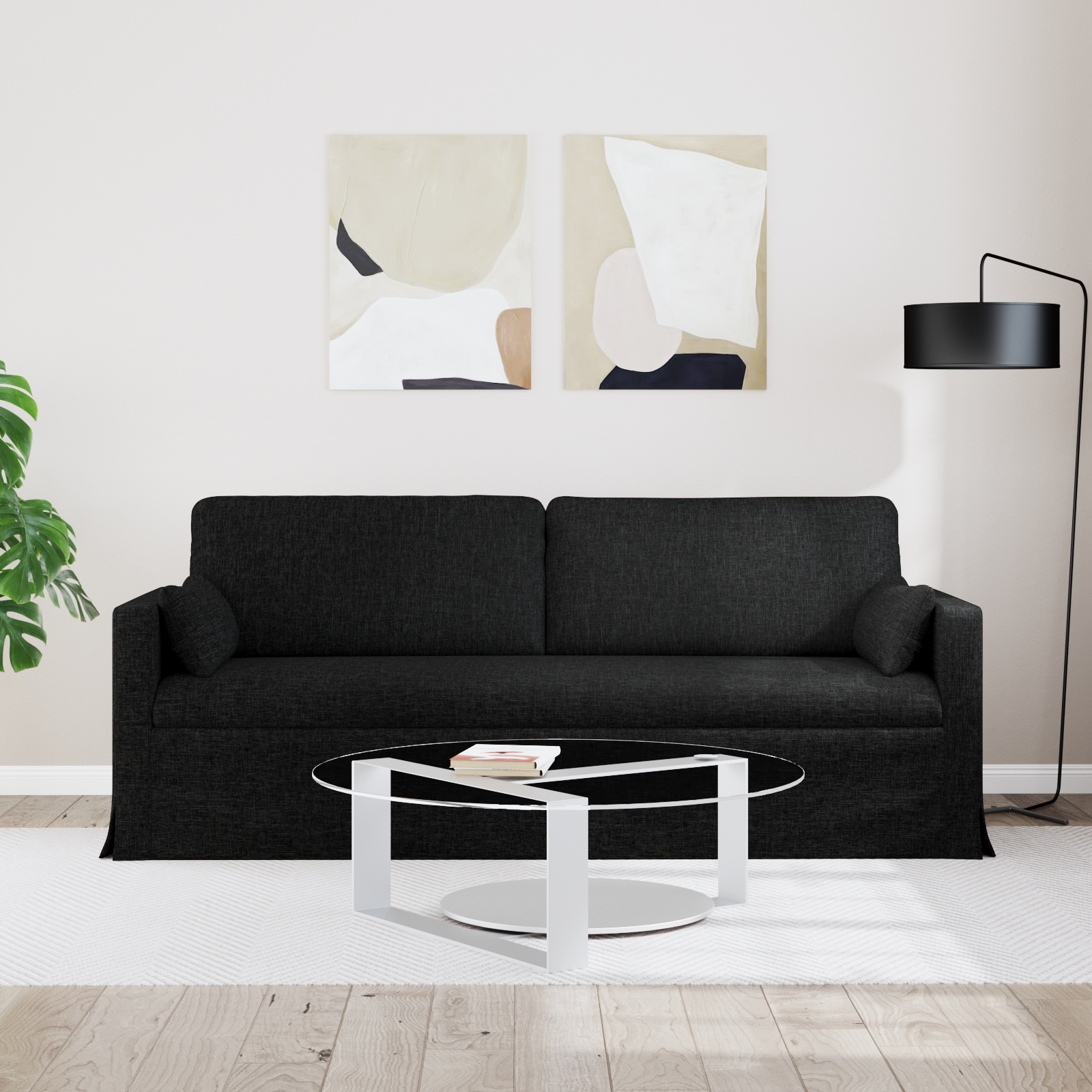 Sofa Black 198 x 78 x 80 cm Fabric