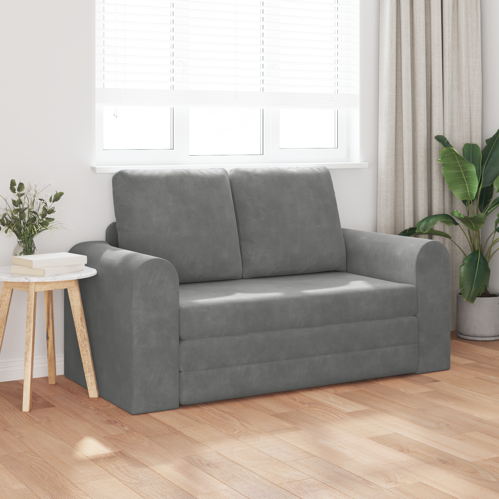 Sofa Bed Dark Grey 148 x 71 x 83 cm Velvet