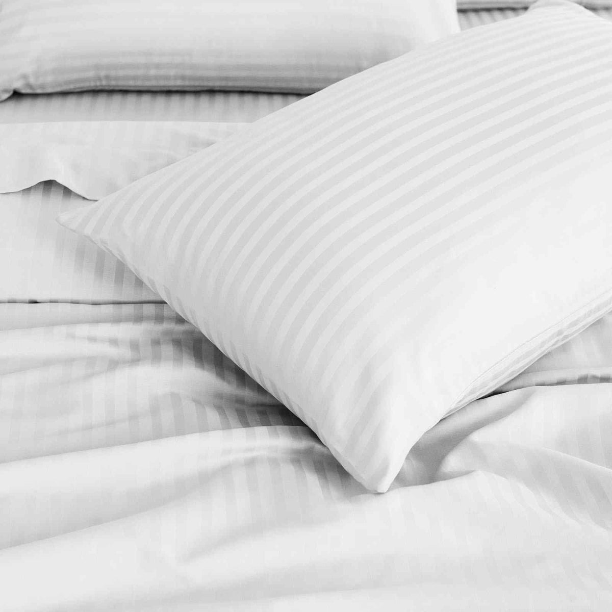 Royal Comfort 1200 Thread count Damask Stripe Cotton Blend sheet sets King White-1951134867056103428