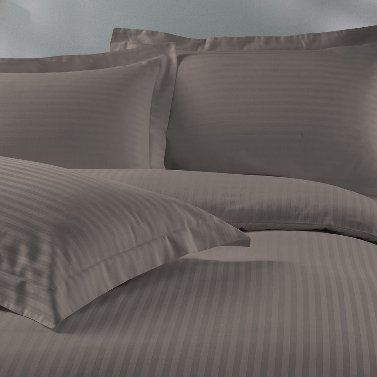 Royal Comfort 1200 Thread count Damask Stripe Cotton Blend Quilt Cover Sets Queen Charcoal Grey-1951134825171783681