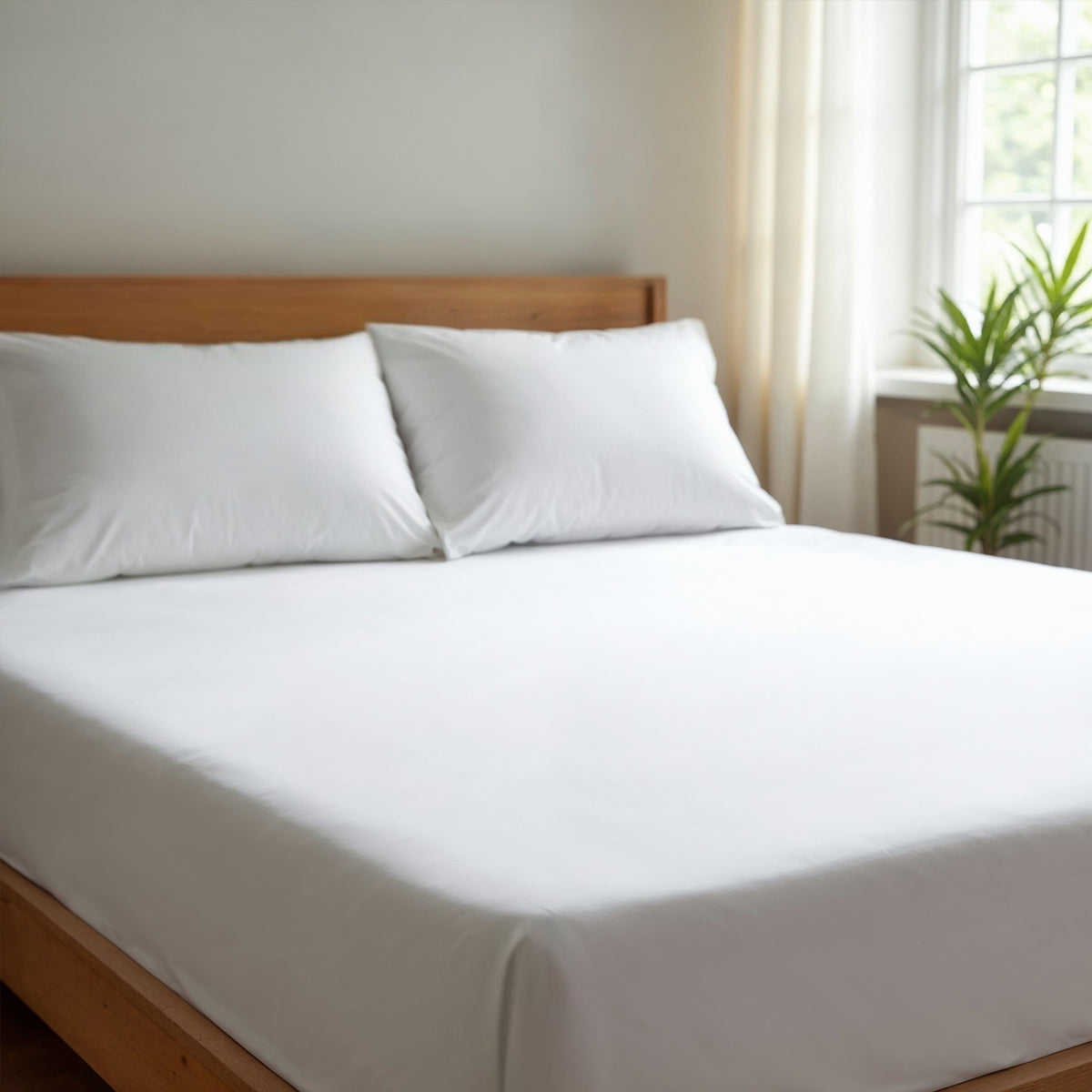 Royal Comfort 1500 TC Cotton Rich Fitted sheet 3 PC Set Double-White-1951134869153255426