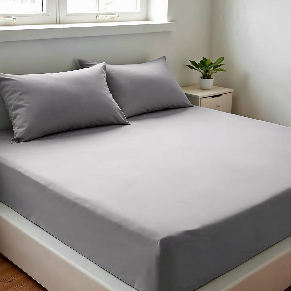 Royal Comfort 1500TC Cotton Rich Fitted sheet 3 PC Set Double-Indigo-1951134869878870017