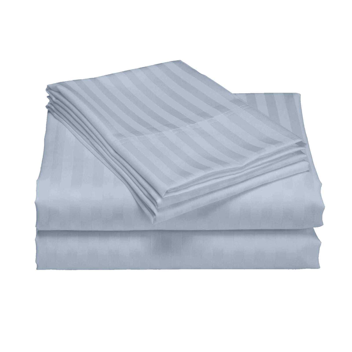 Royal Comfort 1200 Thread count Damask Stripe Cotton Blend sheet sets Queen Blue Fog-1951134871242018819