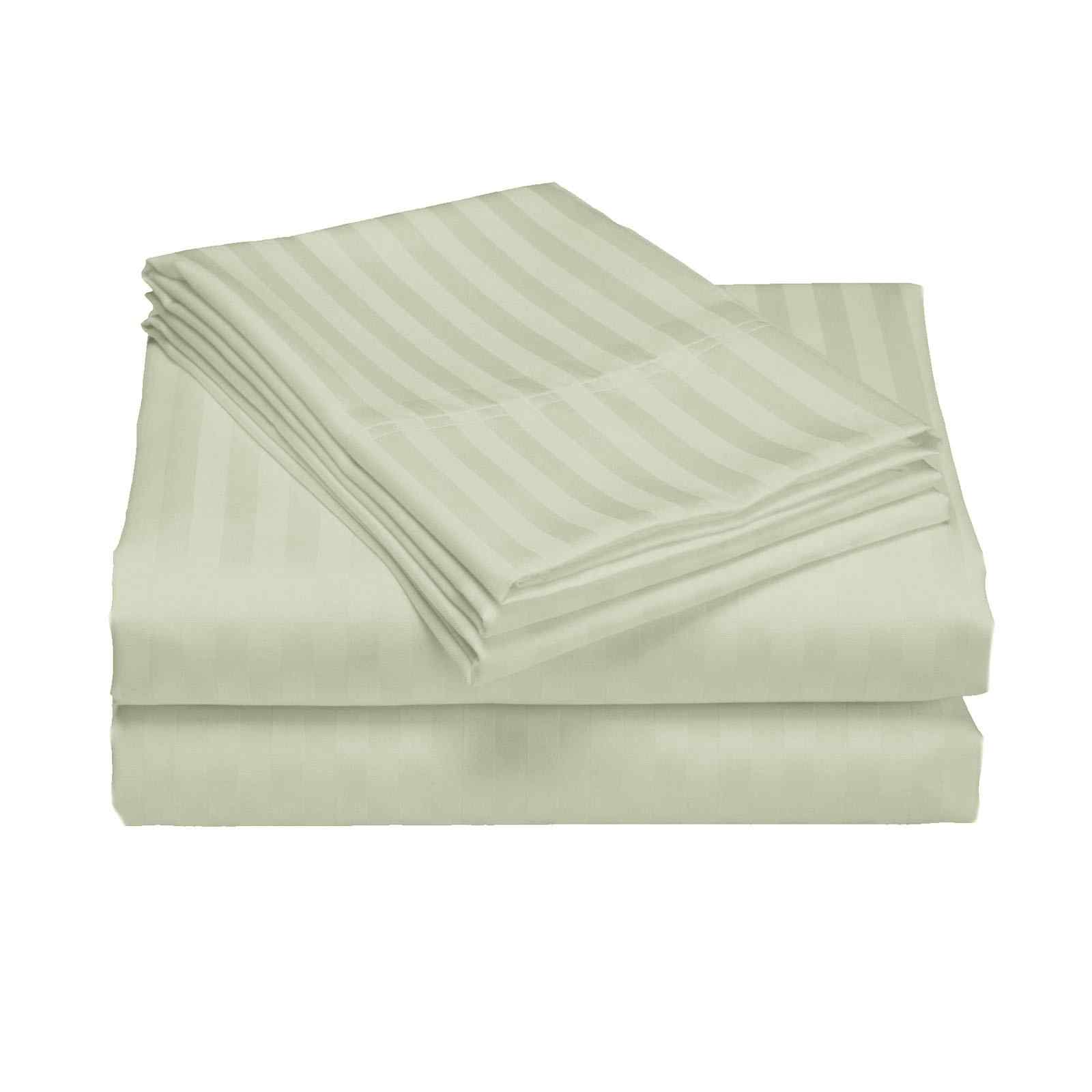 Royal Comfort 1200 Thread count Damask Stripe Cotton Blend sheet sets Queen Pebble-1951134871753723907