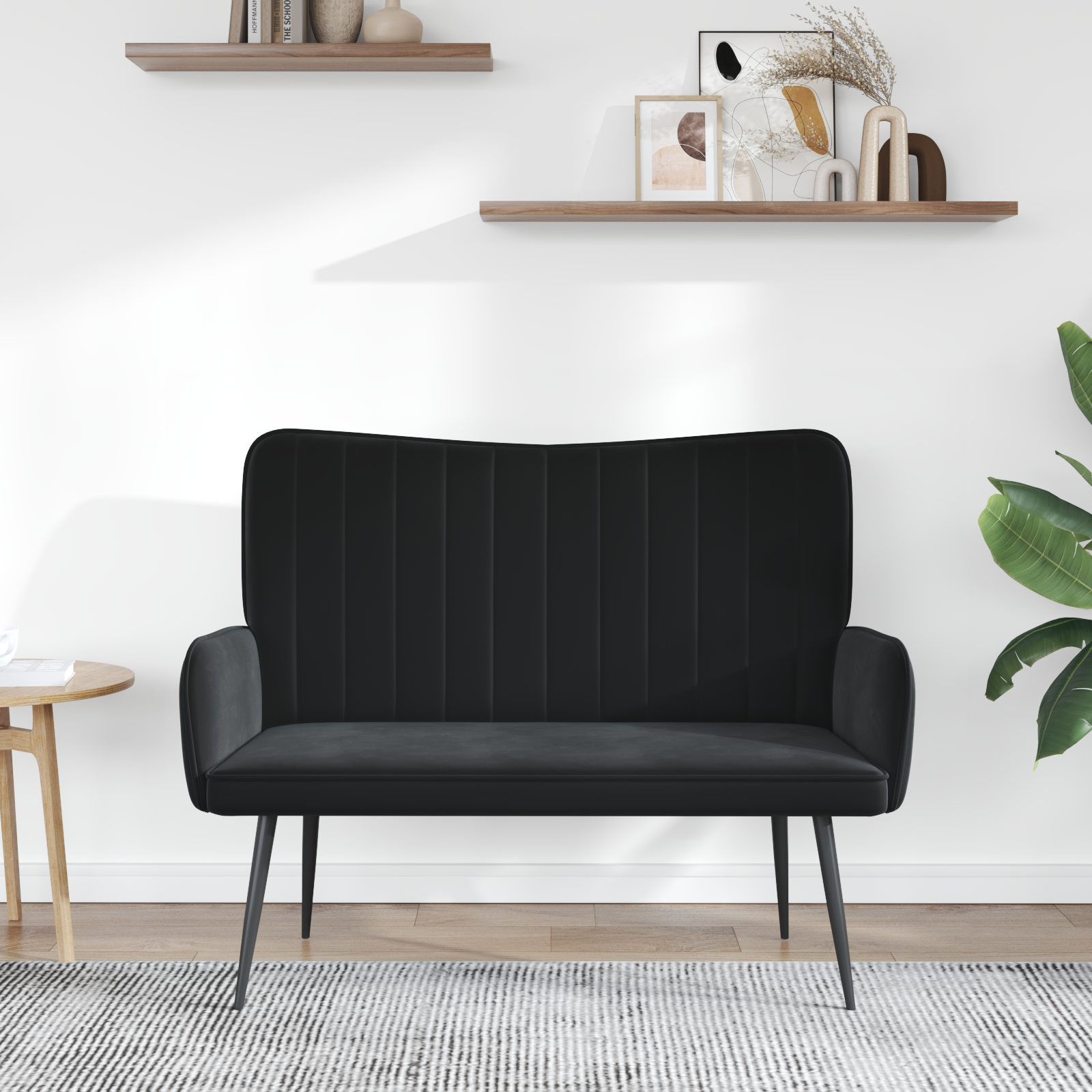 2-Seater Sofa Black 115 x 61 x 87 cm Velvet