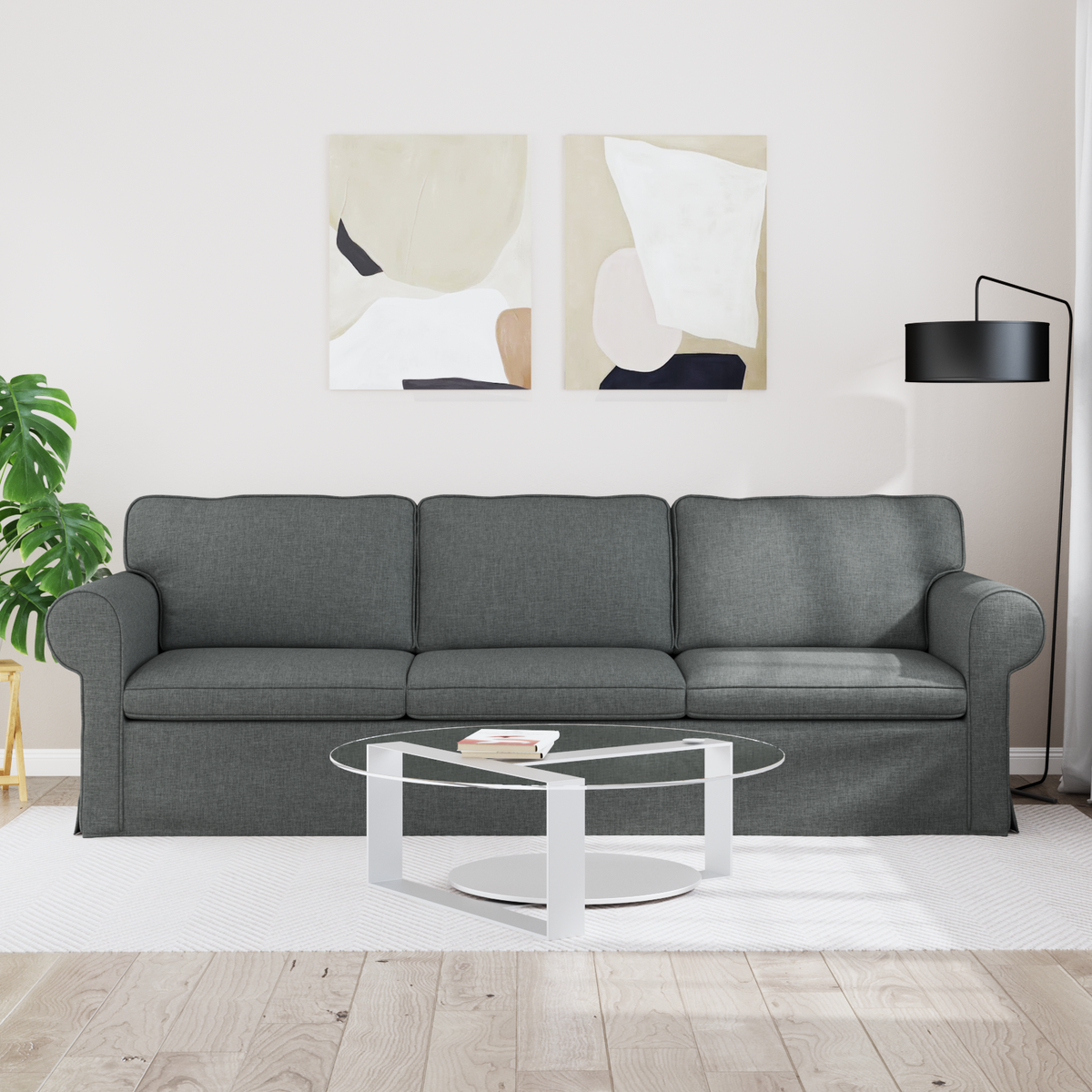 Sofa Dark Grey 245 x 82 x 80 cm Fabric