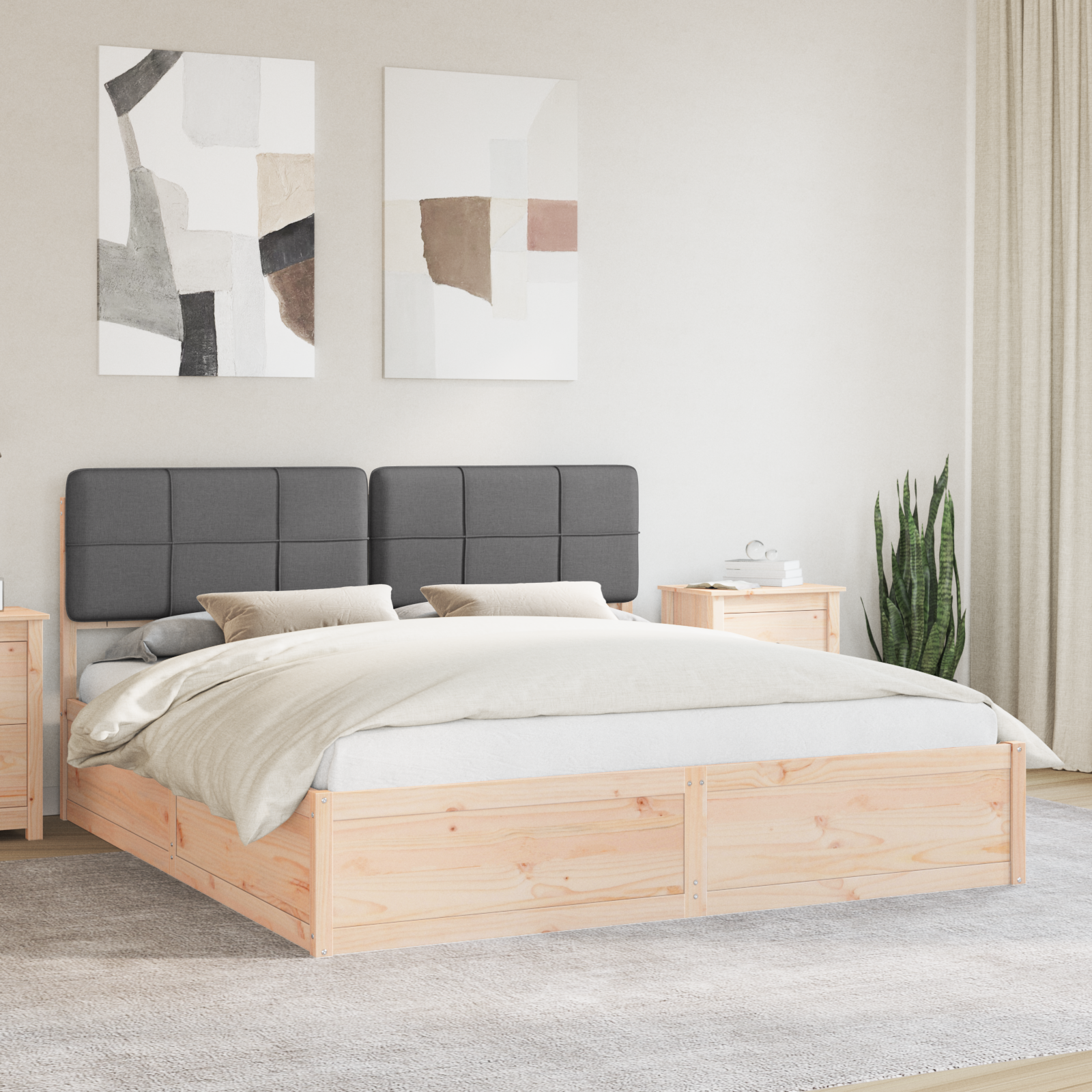 Bed Frame with Upholstered Headboard Dark Grey 180 x 200 cm