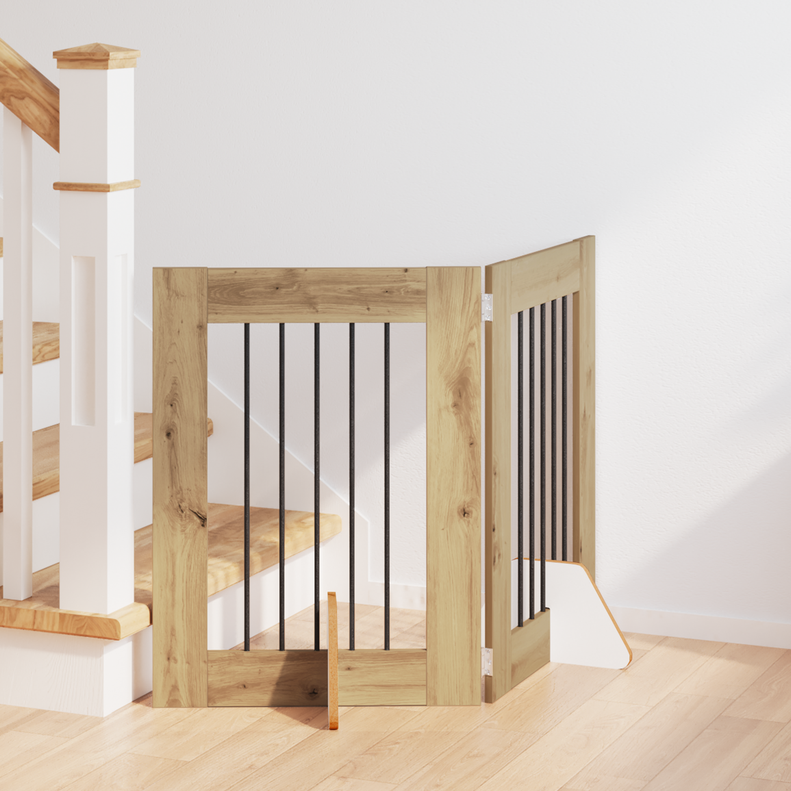 Foldable Dog Gate with Stands 2 pcs Artisan Oak 120,5 cm