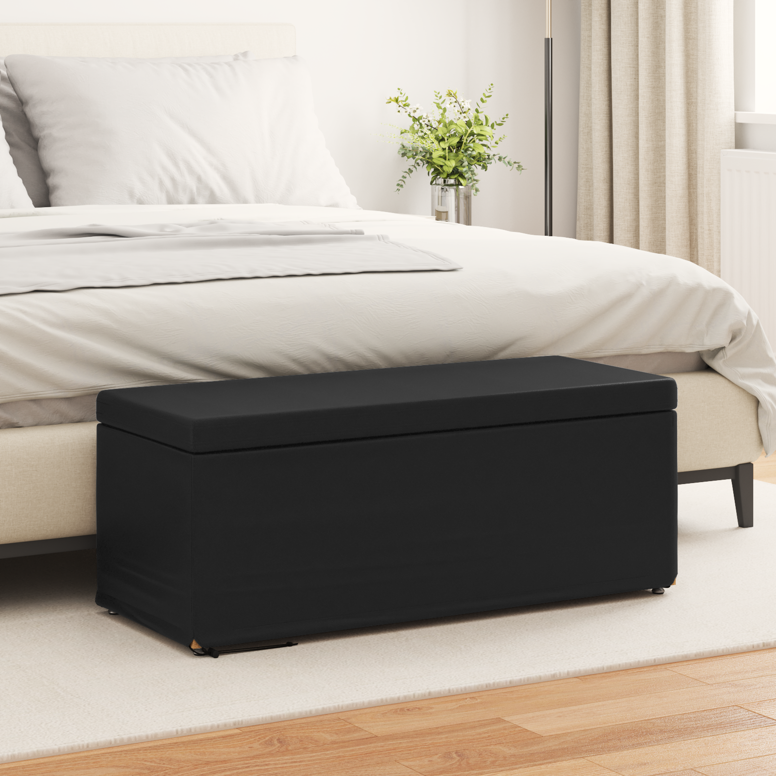 Stool Black 101 x 41 x 40 cm Faux Leather and Engineered Wood