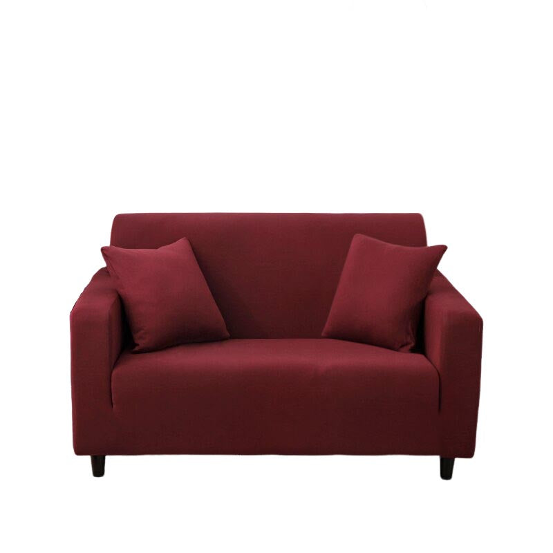 Anyhouz 2 Seater Sofa Cover Plain Wine Red Style and Protection For Living Room Sofa Chair Elastic Stretchable Slipcover